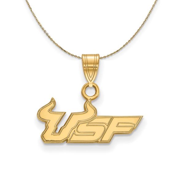 14k Yellow Gold South Florida Small 'USF' Necklace - 24 Inch